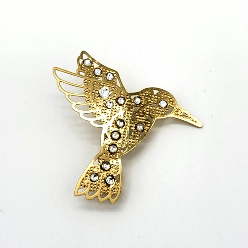 10k gold platted brass humming bird pin from the Danbury Mint